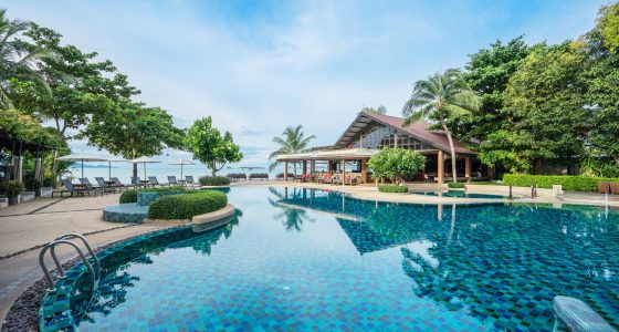 svømmebassent og palmer på Peace Resort på Koh Samui